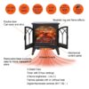 3D Flame Electric Infrared Quartz Fireplace Stove With Remote Control - Antique Black - Image 4