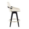 Cosmo - Contemporary Fixed Height Counter Stool With Swivel With Round Footrest (Set of 2) - Black / Cream - Image 3