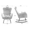 35.5" Rocking Chair With Pocket, Soft Teddy Fabric Rocking Chair For Nursery, Comfy Wingback Glider Rocker With Safe Solid Wood Base For Living Room Bedroom Balcony - Turmeric - Image 25