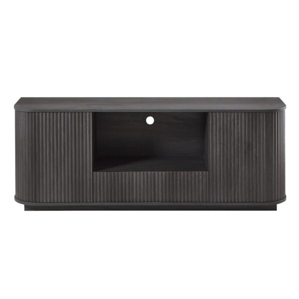 Modern Wavy TV Stand Rounded Sideboard With Storage Cabinet - Black