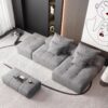 Modern Oversized Modular Sectional Sofa With Ottoman, Seat, Chaise Lounge And Armrest, Sparkling Chenille Fabric Soft Cushion Sofa With 4 Pillows, 4 Pieces Diy Combination Tufted Sofa, No Assembly Required - Gray - Image 6