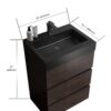 Alice - 24" Bathroom Vanity With Sink, Large Storage Freestanding Bathroom Vanity For Modern Bathroom, One-Piece Sink Basin Without Drain And Faucet - Walnut / Black - Image 4