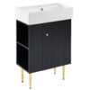 Bathroom Vanity, Combo Cabinet, Bathroom Storage Cabinet, Single Ceramic Sink, Left Side Storage - Black - Image 15
