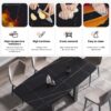70.87" Modern Artificial Stone Dining Table, Can Accommodate 6-8 People - Black - Image 9