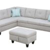 Alger - 98" Wide Left Hand Facing Sofa & Chaise With Ottoman - Light Gray - Image 8