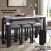 Necalli - Marble Top Weathered 4 Piece Pack Counter Height Table Set - Espresso - Image 4