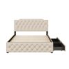 Queen Size Upholstered Platform Bed With 2 Drawers And 2 Sets Of USB Ports On Each Side - Beige - Image 4