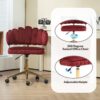 Velvet Home Office Desk Chair, Modern Cute Computer Chair With Swivel Wheels, Height Adjustable - Wine Red - Image 4
