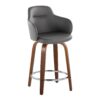 Boyne - Contemporary Fixed Height Counter Stool With Swivel With Round Footrest (Set of 2) - Walnut / Gray - Image 2