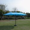 15 X 9 Ft Double Sided Outdoor Market Umbrella With Lights And Base Rectangular Twin Canopy - Blue - Image 20