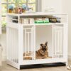 Wooden Dog Crate Furniture With Divider And Storage - White - Image 2