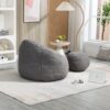 Bedding Bean Bag Sofa Chair High Pressure Foam Bean Bag Chair Adult Material With Padded Foam Padding Compressed Bean Bag With Footrest - Gray - Image 6