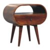 Large Circular Open Bedside Table - Brown - Image 3
