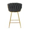 Modern Design High Stool With Gold Plated Legs For Kitchen Dining Linen (Set of 2) - Dark Gray - Image 12