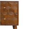 Cube Carved Bedside Table Nightstand - Chestnut - Image 5