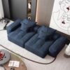 Modern Oversized Modular Sectional Sofa With 2 Chaise Lounge And 2 Armrest, Sparkling Chenille Fabric Soft Cushion Sofa With 4 Pillows, 4 Pieces Diy Combination Tufted Sofa, No Assembly Required - Blue - Image 8