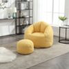 Bedding Bean Bag Sofa Chair High Pressure Foam Bean Bag Chair Adult Material With Padded Foam Padding Compressed Bean Bag With Footrest - Yellow - Image 5