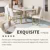 Modern Dining Table Set For 6 Faux Marble Kitchen Table Set With 6 Upholstered Dining Chairs, 7 Piece - White / Golden - Image 3