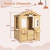 Wooden Playhouse For Kids Outdoor With Working Door, Windows, Mailbox, Flowers Pot Holder - Natural - Image 2