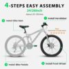 A2660 Mountain Bike 26" Wheels, 21 Speed Full Suspension Mens Womens Trail Commuter City Mountain Bike, Carbon Steel Frame Disc Brakes Thumb Shifter Front Fork Rear Shock Absorber Bicycles - Gray - Image 8