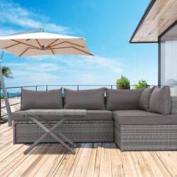 Patio Sofa With Cushions - Gray