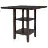 Wooden Counter Height Dining Set With Padded Chairs And Storage Shelving - Espresso - Image 8