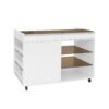 Multi-Functional Storage Island Movable Storage Cabinet Island Vanity Dresser With 3 Side Storage Drawer, A Reversible Top Storage Space And 2 Glass Display Shelves - White - Image 14