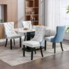 Nikki - Modern, High-End Tufted Solid Wood Contemporary And Velvet Upholstered Dining Chair With Wood Legs Nailhead Trim (Set of 2) - White / Light Blue - Image 18