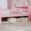 Twin Size Bed With Headboard Storage Rack, 2 Under Bed Drawers, 3 - Side Guardrails For Safety And Security - Pink - Image 4