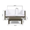 Oana - 3 Piece Love Seat Set With Coffee Table - White - Image 3