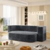 2 In 1 Foldable Sofa Plush Corduroy Sofa Convertible Floor Sofa Bed Deep Seating With Multi Functional Blanket Suitable For Living Rooms - Dark Gray - Image 8