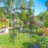 Metal Garden Arch Iron Garden Arbors Gazebo Dia High Birdcage Shape Pergola Pavilion For Wedding Ceremony Outdoor - Black - Image 8