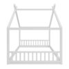Full Size Montessori Style House Bed For Kids, Floor Bed Frame With Headboard And Footboard, Fence Bed For Girls, Boys, Slat Not Included - White - Image 5