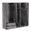 6 Door Wardrobe With Shelves And Drawers - Gray - Image 5