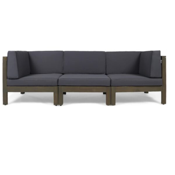 Oana - Contemporary 3 Piece Sofa Set With Water Resistant Cushions - Dark Gray
