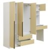 3 Door Storage Desk Wardrobe For Bedroom With Shelves And 3 Drawers - Natural - Image 4