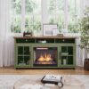 Vineyard - 74" Fireplace TV Stand Console For TVs Up To 85" - Sage Green And Fruitwood - Image 7