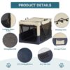 Dog Crates For Dogs, Adjustable Cover By Spiral Iron Pipe, Strengthen Sewing Dog Travel Crate, 3 Door Design - White / Blue - Image 3
