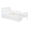 Twin Size Platform Bed With Guardrails On Both Sides And 2 Storage Drawers - White - Image 4