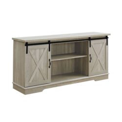 Farmhouse Sliding X Barn Door 58" TV Stand For 65" TVs - Stone Gray