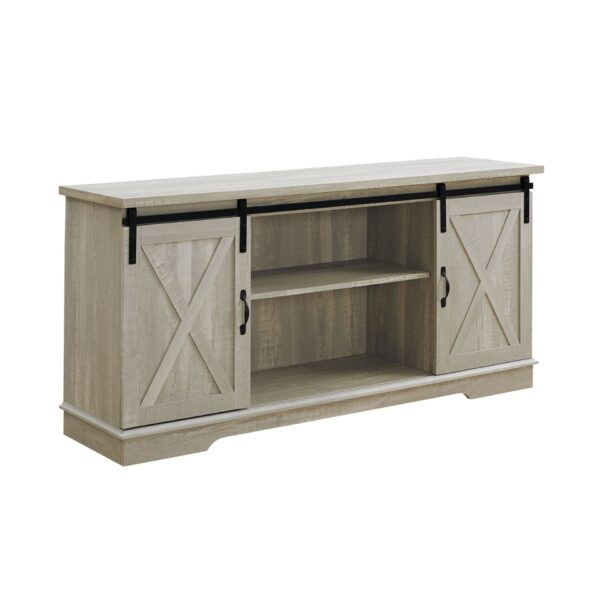 Farmhouse Sliding X Barn Door 58" TV Stand For 65" TVs - Stone Gray