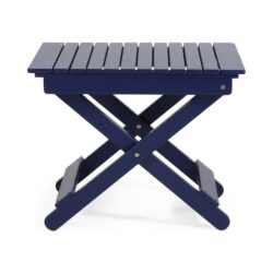 Outdoor Folding Wooden Side Table - Navy Blue