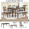 6 Pieces Kitchen Dining Set, Rectangular Wooden Dining Table With 4 Upholstered Chairs And A Bench, Dining Table Set For 6 People - Walnut - Image 4