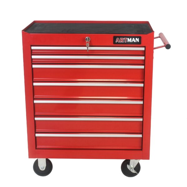 7 Drawers Multifunctional Tool Cart With Wheels - Red