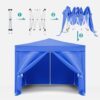 10'X10' Folding Canopy With 4 Removable Sidewalls Outdoor Event Shelter UPF 50+ Gazebo Portable Tents For Parties Beach Camping Wedding Ez Pop Up Canopy 4 Pieces Weight Bag + Carry Bag - Blue - Image 9