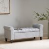 Hayes - Contemporary Armed Storage Bench With Button Tufting And Rolled Arms - Light Gray - Image 6