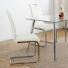 Modern Dining Chairs With Faux Leather Padded Seat And Chrome Metal Legs For Kitchen, Living, Bedroom, Dining Room - White / Silver - Image 6