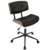 Lombardi - Mid-Century Modern Adjustable Office Chair With Swivel - Walnut / Black - Image 2