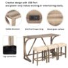 4 Piece Bar Table Set With Power Outlet, Dining Bar Table And Chairs Set, Bar Table Set With 3 Padded Stools For Living Room, Dining Room, Game Room - Brown - Image 5