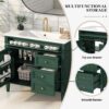 Bathroom Vanity With Top Sink, Modern Bathroom Storage Cabinet, 2 Drawers And A Tip-Out Drawer, Single Sink Bathroom Vanity - Green - Image 5